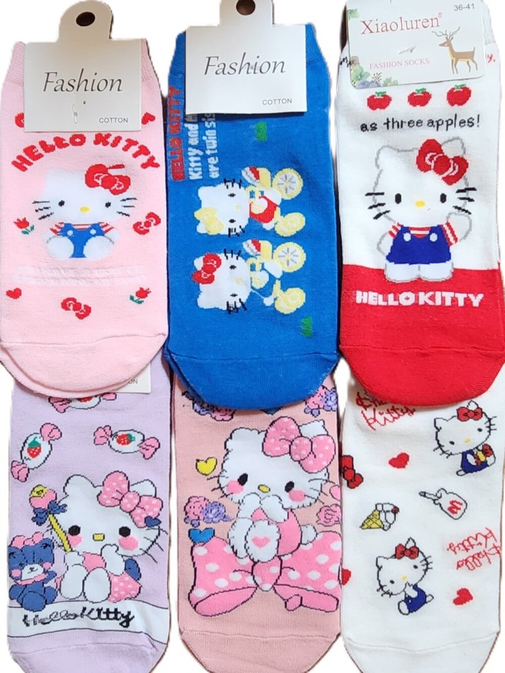 HELLO KITTY Socks - Six (6) Pairs - Women's EU 36-41 / US 5-9